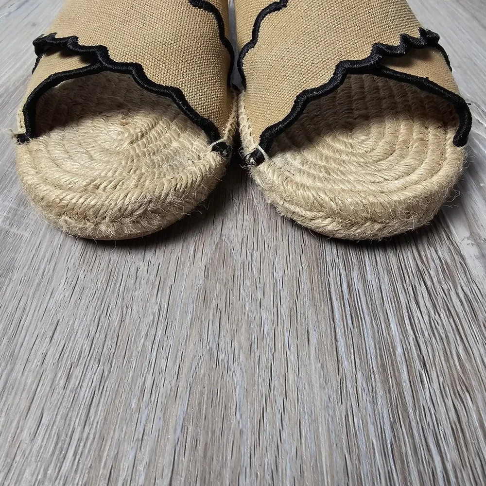 Castañer Womens Piula Scalloped Flat Espadrille Slide Sandals 38 7.5 US Tan Boho